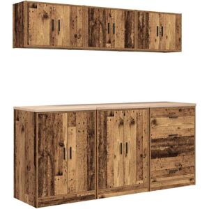 vidaXL Garage Cabinets Old Wood - 6 pcs Storage - Garage Cabinets vidaXL Garage Cabinets Old Wood - 6 pcs Storage - Garage Cabinets