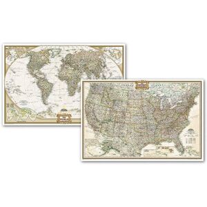 National Geographic Maps NGMRE01021232B World & United States Executive Map - Po National Geographic Maps NGMRE01021232B World & United States Executive Map - Po