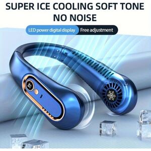 Unbranded (blue) Portable Mini Hanging Neck Fan Digital Display Power Ventilador Bladeless Unbranded (blue) Portable Mini Hanging Neck Fan Digital Display Power Ventilador Bladeless