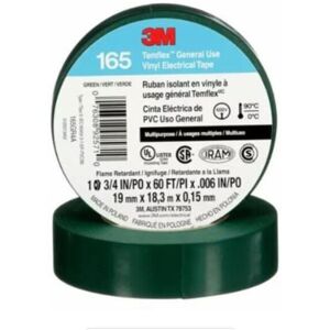 3M 405-076308-92571 0.75 in. x 60 ft. Temflex Vinyl Electrical Tape 165, Green - 3M 405-076308-92571 0.75 in. x 60 ft. Temflex Vinyl Electrical Tape 165, Green -
