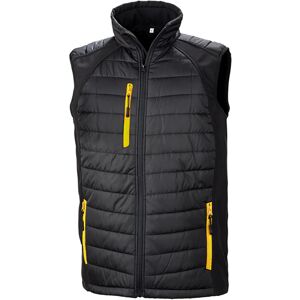 (4XL, Black/Yellow) Result Mens Black Compass Padded Soft Shell Gilet (4XL, Black/Yellow) Result Mens Black Compass Padded Soft Shell Gilet