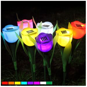 Unbranded (White) Color 7 Outdoor Solar Powered Tulip Flower Led Light Yard Garden Way Lam Unbranded (White) Color 7 Outdoor Solar Powered Tulip Flower Led Light Yard Garden Way Lam