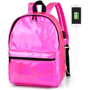 GreenZech (Pink) USB PU Backpack Waterproof 14 Inch Laptop School Bag Camping Travel Pack GreenZech (Pink) USB PU Backpack Waterproof 14 Inch Laptop School Bag Camping Travel Pack