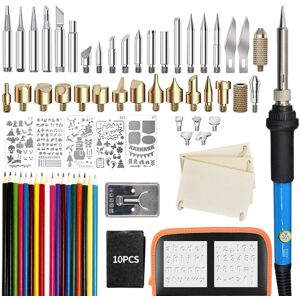GreenZech (US Plug) 81Pcs Wood Burning Pen Set Stencil Soldering Iron Tips Tools Pyrograph GreenZech (US Plug) 81Pcs Wood Burning Pen Set Stencil Soldering Iron Tips Tools Pyrograph