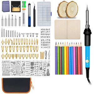 GreenZech (EU Plug) 104PCS 110V/220V Wood Burning Pen Set Stencil Soldering Iron Tips Tool GreenZech (EU Plug) 104PCS 110V/220V Wood Burning Pen Set Stencil Soldering Iron Tips Tool