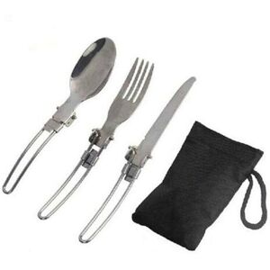GreenZech (Style 2) Long cookware backpack Spork fork stainless steel fold knife utensil s GreenZech (Style 2) Long cookware backpack Spork fork stainless steel fold knife utensil s