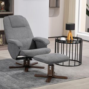 HOMCOM Grey Swivel Recliner Chair with Footstool - Recliner Chair HOMCOM Grey Swivel Recliner Chair with Footstool - Recliner Chair