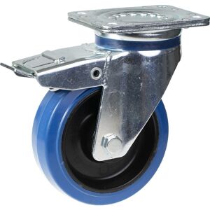 Parnells 160mm swivel/brake castor with blue elastic rubber on nylon centre wheel Parnells 160mm swivel/brake castor with blue elastic rubber on nylon centre wheel