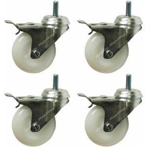 Parnells 75mm 3" bolt hole braked nylon castors with bolt fitting, set of 4 Parnells 75mm 3" bolt hole braked nylon castors with bolt fitting, set of 4
