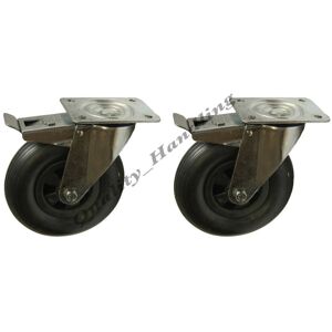 Parnells 8" 200mm puncture proof braked castors 200x50mm flat free - set of 2 Parnells 8" 200mm puncture proof braked castors 200x50mm flat free - set of 2