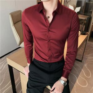 Unbranded (wine red, M) Men's Spring High Quality Long Sleeve Shirts Autumn Slim Fit Solid Unbranded (wine red, M) Men's Spring High Quality Long Sleeve Shirts Autumn Slim Fit Solid