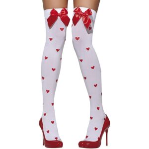 Smiffys Womens/Ladies Heart Opaque Bow Hold Up Stockings Smiffys Womens/Ladies Heart Opaque Bow Hold Up Stockings