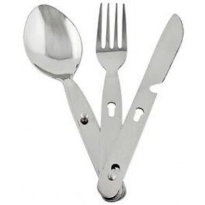 Procamp 3 Piece Camping Cutlery Set Stainless Steel Fork Knife Spoon Festival Procamp 3 Piece Camping Cutlery Set Stainless Steel Fork Knife Spoon Festival