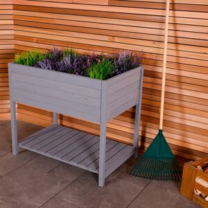 Charles Bentley FSC Wooden Planter - Grey - Raised Box with Shelf Herb Plant Box Charles Bentley FSC Wooden Planter - Grey - Raised Box with Shelf Herb Plant Box