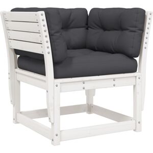vidaXL Garden Sofa Armrest with Cushions Outdoor Sofa White Solid Wood Pine vidaXL Garden Sofa Armrest with Cushions Outdoor Sofa White Solid Wood Pine