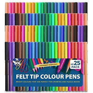 SOL 100 Felt Tips Colouring Pens for Adults & Kids Felt Tip Pens for Children Dr SOL 100 Felt Tips Colouring Pens for Adults & Kids Felt Tip Pens for Children Dr