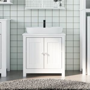 vidaXL White Solid Pine Wood Bathroom Sink Cabinet - Washbasin cabinet vidaXL White Solid Pine Wood Bathroom Sink Cabinet - Washbasin cabinet