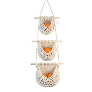 Unbranded (White) Hanging Fruit Basket With 3 Tier Large Capacity Veggie Storage Bag Kitch Unbranded (White) Hanging Fruit Basket With 3 Tier Large Capacity Veggie Storage Bag Kitch