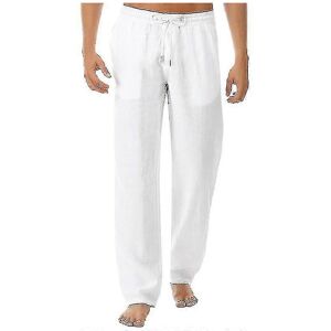 Unbranded (3XL, White) Men Linen Look Baggy Pants Elasticated Waist Casual Beach Yoga Trou Unbranded (3XL, White) Men Linen Look Baggy Pants Elasticated Waist Casual Beach Yoga Trou