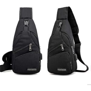 Unbranded (Black) Men's Boys Sling Bag With Usb Charging Chest Pack Crossbody Shoulder Bag Unbranded (Black) Men's Boys Sling Bag With Usb Charging Chest Pack Crossbody Shoulder Bag