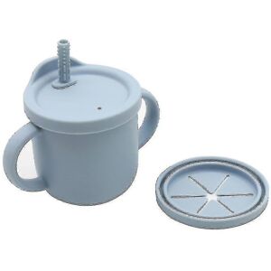 Unbranded (Blue) Silicone Sippy Cups For Toddlers, Snack Cups With Straw For Baby Unbranded (Blue) Silicone Sippy Cups For Toddlers, Snack Cups With Straw For Baby