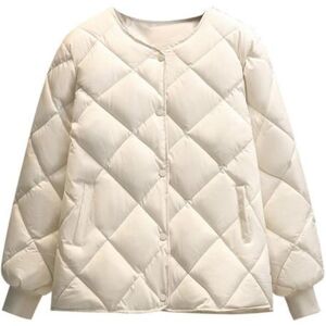 Unbranded (white, L) Women Winter Down Coat Rhombus Texture Stitching Thick Padded Pockets Unbranded (white, L) Women Winter Down Coat Rhombus Texture Stitching Thick Padded Pockets