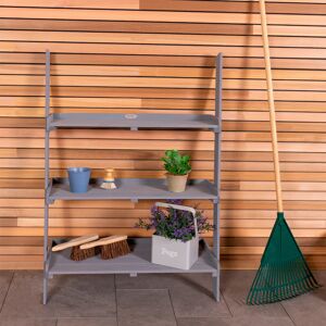 Charles Bentley FSC Wide Wooden Ladder Planter - Grey 3 Shelves Wood Modern Plan Charles Bentley FSC Wide Wooden Ladder Planter - Grey 3 Shelves Wood Modern Plan