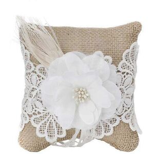 Unbranded (15*15cm) Wedding Hand Carry Linen Flower Basket Ring Pillow Set (22cm) (D-583-A Unbranded (15*15cm) Wedding Hand Carry Linen Flower Basket Ring Pillow Set (22cm) (D-583-A