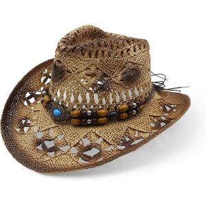Unbranded (Medium, Brown) Straw Cowboy Hat for Women Western Cowboy Hat with Wide Brim Bre Unbranded (Medium, Brown) Straw Cowboy Hat for Women Western Cowboy Hat with Wide Brim Bre