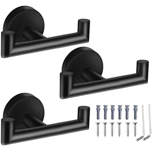 Kopinma Double Towel Hooks for Bathroom Black Wall Mount Robe Hook Holder Kitchen Kopinma Double Towel Hooks for Bathroom Black Wall Mount Robe Hook Holder Kitchen