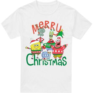 (L, White) SpongeBob SquarePants Mens Merry Christmas Group T-Shirt (L, White) SpongeBob SquarePants Mens Merry Christmas Group T-Shirt