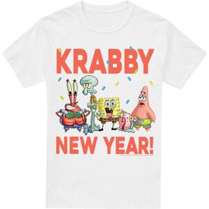 (XL, White) SpongeBob SquarePants Mens Krabby New Year T-Shirt (XL, White) SpongeBob SquarePants Mens Krabby New Year T-Shirt