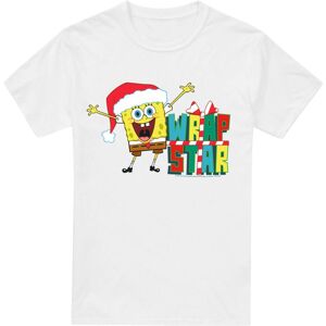 (XL, White) SpongeBob SquarePants Mens Wrap Star At Christmas T-Shirt (XL, White) SpongeBob SquarePants Mens Wrap Star At Christmas T-Shirt