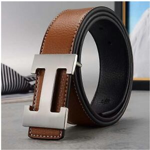 Unbranded (Earthy yellow silver buckle) new style business leisure genuine pu leather h sm Unbranded (Earthy yellow silver buckle) new style business leisure genuine pu leather h sm