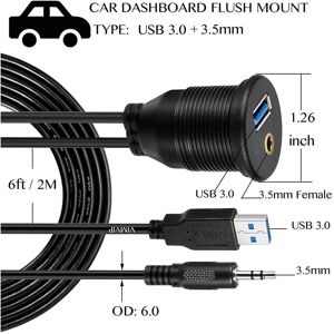 Unbranded (1M / 3FT) Dual USB 3.0 & 3.5mm Car Boat Truck Dash Panel Flush Mount Cable AUX Unbranded (1M / 3FT) Dual USB 3.0 & 3.5mm Car Boat Truck Dash Panel Flush Mount Cable AUX