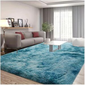Imperial Rooms (200cm x 290cm (6ft 8" x 9ft 7"), Tie-Dye Teal) Anti Slip Shaggy Rug For Living Imperial Rooms (200cm x 290cm (6ft 8" x 9ft 7"), Tie-Dye Teal) Anti Slip Shaggy Rug For Living