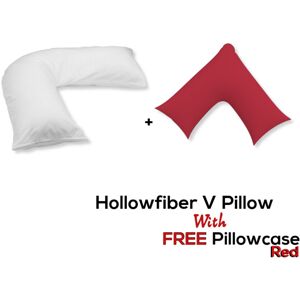 CHILIMILII (Red) V Pillow With FREE V Pillowcase Polycotton Cover Orthopedic Neck & Back Su CHILIMILII (Red) V Pillow With FREE V Pillowcase Polycotton Cover Orthopedic Neck & Back Su