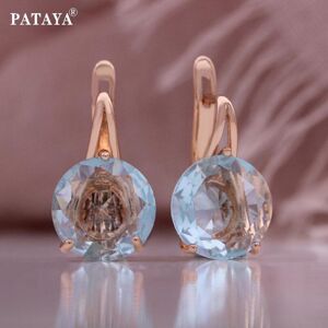 Maxpower Pataya 585 Rose Gold Color Inlaid Blue Color Round Artificial Zircon Earrings Maxpower Pataya 585 Rose Gold Color Inlaid Blue Color Round Artificial Zircon Earrings