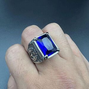 Maxpower (dark blue, 9) Hip Hop Punk Vintage Ring For Men 316 Stainless Steel With Multic Maxpower (dark blue, 9) Hip Hop Punk Vintage Ring For Men 316 Stainless Steel With Multic