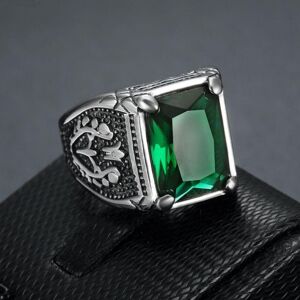 Maxpower (green, 13) Hip Hop Punk Vintage Ring For Men 316 Stainless Steel With Multicolo Maxpower (green, 13) Hip Hop Punk Vintage Ring For Men 316 Stainless Steel With Multicolo