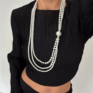Maxpower (white, 6851) Baroque Style Multilayer Geometric Pearl Necklace With Tassel Maxpower (white, 6851) Baroque Style Multilayer Geometric Pearl Necklace With Tassel