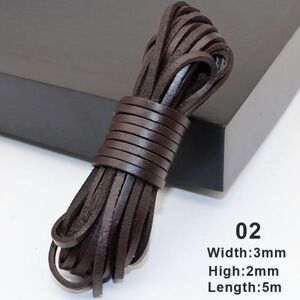 Maxpower (2) 5 Meters Diy Coffee/red/brown 3mm Round/flat Leather Rope Natural Genuine Le Maxpower (2) 5 Meters Diy Coffee/red/brown 3mm Round/flat Leather Rope Natural Genuine Le