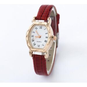 Maxpower (red) Vintage Simple Women Quartz Watches Clock Retro Fashion Solid Color Faux L Maxpower (red) Vintage Simple Women Quartz Watches Clock Retro Fashion Solid Color Faux L