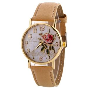 Maxpower (beige) Women Arabic Number Rose Flower Round Dial Faux Leather Band Quartz Wris Maxpower (beige) Women Arabic Number Rose Flower Round Dial Faux Leather Band Quartz Wris