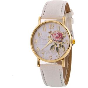 Maxpower (white) Women Arabic Number Rose Flower Round Dial Faux Leather Band Quartz Wris Maxpower (white) Women Arabic Number Rose Flower Round Dial Faux Leather Band Quartz Wris