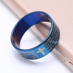 Maxpower (Blue, 11) Scripture Cross Bible Text Jesus Tattoo Men Women Romatic Couple Ring Maxpower (Blue, 11) Scripture Cross Bible Text Jesus Tattoo Men Women Romatic Couple Ring