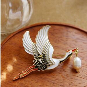 Maxpower (black) Blucome White Crane Bird Brooch Alloy Pearl Brooch High Quality For Wome Maxpower (black) Blucome White Crane Bird Brooch Alloy Pearl Brooch High Quality For Wome