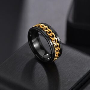 Maxpower (black,gold, 9) Rotatetitanium Stainless Steel Chain Spinner Ring For Men Punk C Maxpower (black,gold, 9) Rotatetitanium Stainless Steel Chain Spinner Ring For Men Punk C