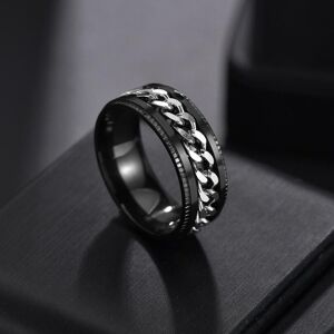 Maxpower (black,silver, 7) Rotatetitanium Stainless Steel Chain Spinner Ring For Men Punk Maxpower (black,silver, 7) Rotatetitanium Stainless Steel Chain Spinner Ring For Men Punk