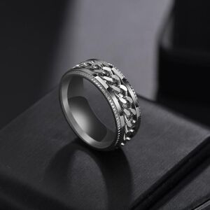 Maxpower (silver, 8) Rotatetitanium Stainless Steel Chain Spinner Ring For Men Punk Cool Maxpower (silver, 8) Rotatetitanium Stainless Steel Chain Spinner Ring For Men Punk Cool
